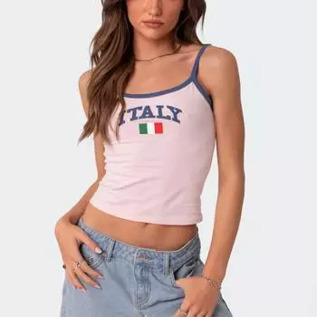 Европейский и американский Y2K с принтом букв «Spicy Girl», облегающий топ без рукавов снизу для женщин, сексуальный жилет-бретелька S