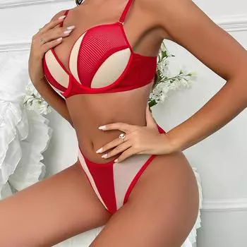 Европейский и американский женский комплект нижнего белья с тонкой чашкой и трусиками, модный комплект нижнего белья пуш-ап, комплект нижнего белья в стиле пэчворк 75B