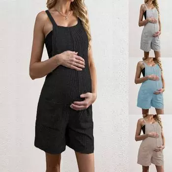 Европейский и американский женский летний повседневный модный комбинезон на подтяжках L бежевый