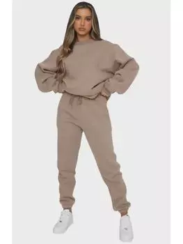 Европейский и американский женский однотонный свитер с круглым вырезом и брюки в комплекте - повседневный свитер с длинными рукавами на осень/зиму M чёрный