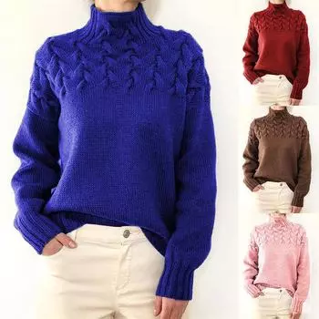 Европейский и американский женский свитер с высоким воротником из перекрученной вязки - повседневный, с длинным рукавом, мода осень/зима M чёрный