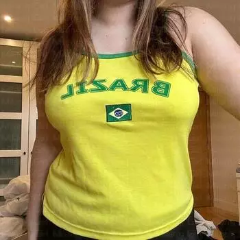 Европейский и американский жилет на подтяжках с буквенным принтом Y2K, желтый топ, облегающая женская одежда на улице S жёлтый