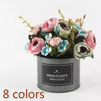 Европейский искусственный цветок мини-бонсай для вечеринки, дома, отеля, свадьбы, офиса, сада, украшение розовый/синий