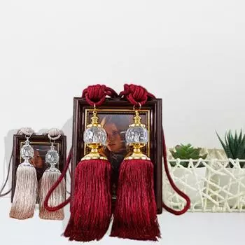 Европейский искусственный кристалл, 1 пара кисточек, веревка с бахромой, занавеска, декор для окна, шторы серый