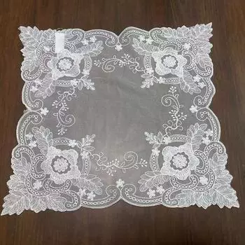 Европейский классический белый кружевной сетчатый вышитый прямоугольный фруктовый десертный кофейный столик подставка под чайный коврик шкатулка для украшений антикварная ткань для чехла 43cm x 40cm