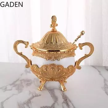 Европейский классический стеклянный контейнер для хранения приправ, бутылка для ресторана, кухонные принадлежности, ежедневные потребности, золотой резервуар для хранения, кухонные принадлежности