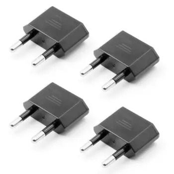 Европейский комплект вилок-переходников для розеток, совместимый с переходниками для зарубежных розеток черного цвета [тип C, 4] Европа, Корея, Испания, Финляндия, Норвегия, Швеция,