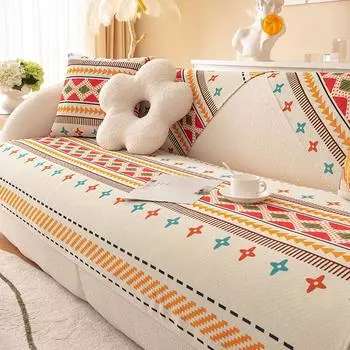 Европейский коврик для дивана-полотенца с геометрией, современная гостиная, противоскользящий комбинированный чехол для дивана, полное покрытие, защита от пыли для мебели 70x70cm 1pcs