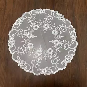 Европейский круглый кружевной коврик для стола с вышивкой, гостиная, спальня, кабинет, тумбочка, тканевый поднос, поднос для фруктов, украшение для кухни белый