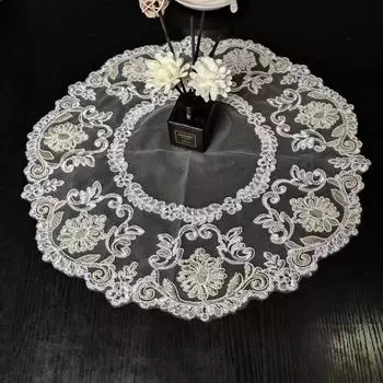 Европейский круглый кружевной коврик для стола с вышивкой, гостиная, спальня, кабинет, тумбочка, тканевый поднос, поднос для фруктов, украшение для кухни Round 40cm