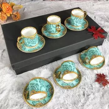 Европейский легкий роскошный блюдце для чашки эспрессо Керамический набор из костяного фарфора в Пномпене Набор для чая в западном стиле Набор для чая Английский послеобеденный чай 200ml