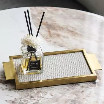 Европейский легкий роскошный металлический кожаный поднос для ароматерапии, для гостиной, спальни, прихожей, тумбы под телевизор в отеле, для украшения дома