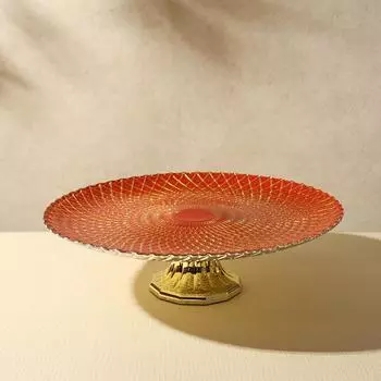 Европейский легкий роскошный стеклянный поднос для фруктов на высоких ножках для гостиной, гальванизированный поднос для конфет, большой круглый поднос для фруктов 27cm