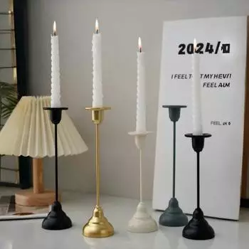 Европейский металлический подсвечник, винтажная железная свеча, украшение для декоративно-прикладного искусства, золотой черный подсвечник, украшение для домашнего стола
