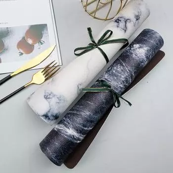 Европейский мраморный коврик для столовых приборов, нескользящий теплоизоляционный водонепроницаемый прямоугольный коврик для обеденного стола для дома, ресторана белый