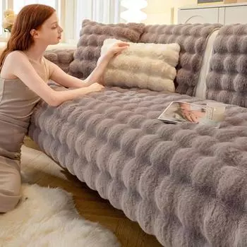 Европейский нескользящий чехол для дивана Зимняя роскошная универсальная подушка для гостиной Американский плюш Утолщенная подушка для сиденья Полотенце Four Seasons 45x45cm pillowcase оранжевый