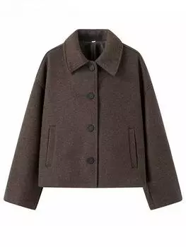 Европейский новый стиль мода популярное женское толстое шерстяное пальто большого размера 2024 осень зима женское теплое свободное пальто S темно-коричневого