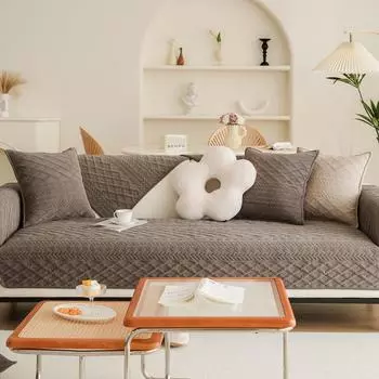 Европейский плюшевый чехол для дивана для гостиной, современный утепленный зимний теплый диван, подушка, коврик, защитные чехлы для дивана, стул, диван, полотенце, деко 30x50cm pillowcase бежевый