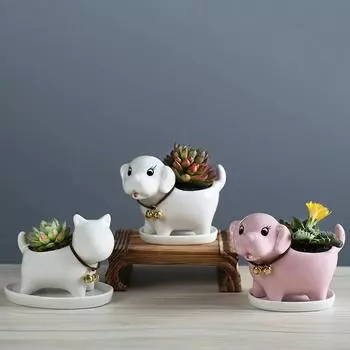 Европейский простой мультфильм собачье мясо цветочный горшок керамический креативный садовый настольный контейнер для растений украшения дома