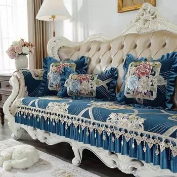 Европейский противоскользящий чехол для дивана, роскошный жаккардовый чехол из синели, подушка для дивана, всесезонный чехол для украшения гостиной, домашний декор 35x70