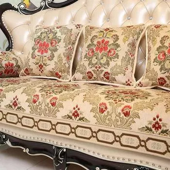 Европейский противоскользящий чехол для дивана, жаккардовая ткань из синели, подушка для дивана, всесезонный универсальный чехол для украшения гостиной 1pc armrest 62x62cm