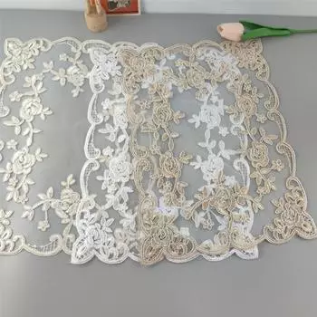 Европейский прямоугольный кружевной вышитый коврик для стола, подставка под ноутбук, чехол для микроволновой печи, винный набор, украшение для вечеринки, Рождества и свадьбы 30x42cm