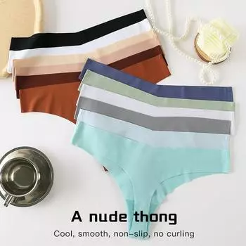 Европейский размер бесшовные стринги женские с низкой талией сексуальные футболки цвета радуги женское нижнее белье M белый