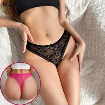 Европейский размер Сексуальные кружевные стринги Женские трусики с низкой посадкой Полые Удобные Женские Т-образные трусы Брифы S