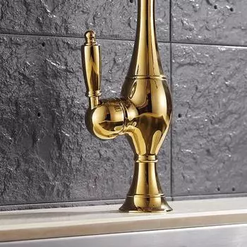 Европейский ретро-стиль и золотая поверхность, кухонный смеситель, смеситель для раковины в ванной комнате, латунный смеситель для раковины, смеситель для воды gold