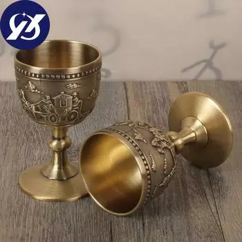 Европейский резной узор, винтажный замок, металлическая чашка Wskey, маленький кубок ручной работы, медный бокал для вина, инструменты для бара