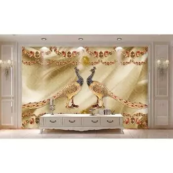 Европейский Роскошный 3D Фреска Золотой Павлин Ювелирные Изделия Фон Настенные Обои 200 cm(W) x 140 cm(H)