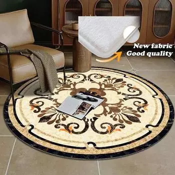 Европейский роскошный декоративный домашний ковер, круглый прикроватный коврик для спальни, мягкие ковры для гостиной, нескользящие коврики с мраморным узором 60cm 23.6 in