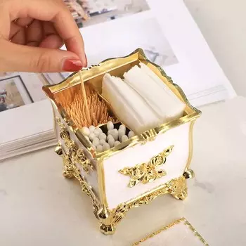 Европейский роскошный пластиковый ватный тампон для зубочисток, коробка для гостиной, украшения дома, ватный тампон, зубочистка, герметичная коробка для хранения, бытовой портативный контейнер