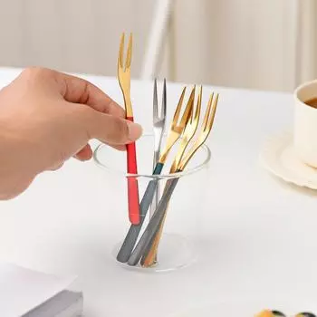 Европейский стиль 4 шт./комплект вилок для фруктов из нержавеющей стали, золотые десертные вилки для детей, торта, салата, закуски, вечеринки, кухонные столовые приборы