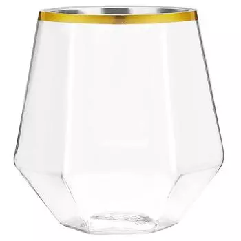 Европейский стиль, алмазное стекло с золотой кромкой, шестиугольный пластиковый бытовой прозрачный бокал для виски, шестиугольный бокал для иностранного вина прозрачный