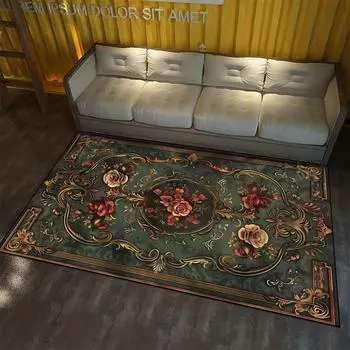Европейский стиль большой площади ковер для гостиной цветочный узор украшение домашний напольный коврик нескользящий крыльцо входная дверь моющийся 60x90cm 23.6x35.4in