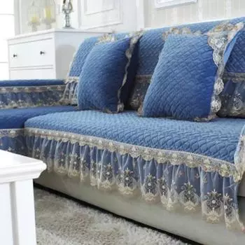 Европейский стиль большой юбка диван коврик четыре сезона короткий плюшевый нескользящий диван чехол простой кружевной однотонный подголовник полотенца 60x70x15cm