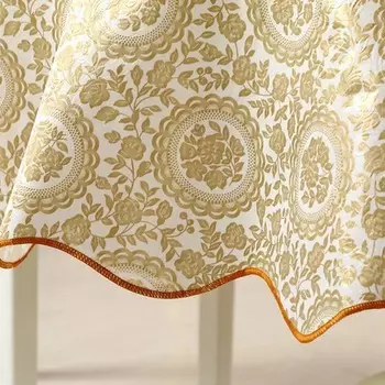 Европейский стиль Цветочная круглая скатерть для стола, водонепроницаемая ПВХ пасторальная кухонная скатерть, маслостойкая декоративная элегантная пыленепроницаемая скатерть для обеденного стола 152x152cm