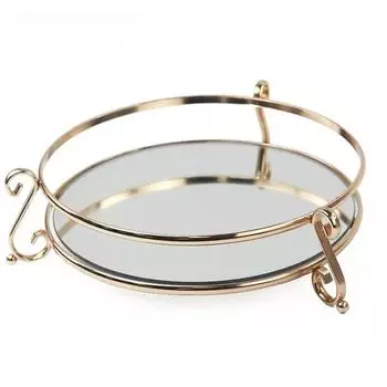 Европейский стиль Домашний стеклянный зеркальный лоток для хранения Креативный геометрический кованый дисплей с круглыми орнаментами