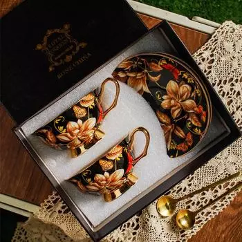 Европейский стиль дворцовый стиль фарфоровая кофейная чашка кофейный сервиз послеобеденный чай ретро домашний английский керамическая чашка тарелка цветок магнолии 220 ml