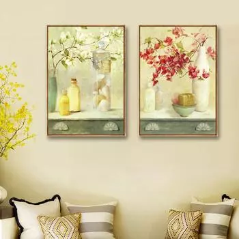 Европейский Стиль Гостиная Украшение Холст Картина Натюрморт Отель Клуб Украшение Дома Картина Бутылка Цветок Стена Холст 21*30cm