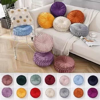 Европейский стиль, круглая однотонная красная, серая, синяя, розовая, бежевая, зеленая подушка для сиденья, бархатная ткань, подушка для спины, подушка для дивана, подушка для кровати 35*35*15cm
