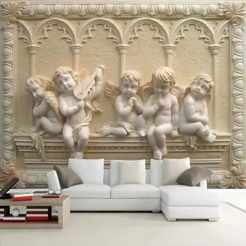 Европейский стиль, кукла-ангел, 3D стереоскопические обои на заказ, гостиная, диван, нетканый ТВ-фон, обои для домашнего декора 300cm (W) x 200cm (H)