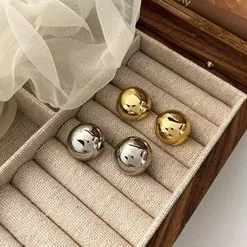 Европейский стиль, модные панк-модные геометрические полуметаллические серьги-гвоздики с большим шариком, круглые серьги-гвоздики для женщин и девочек, аксессуары для вечеринок