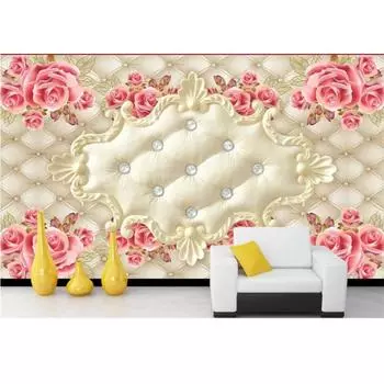 Европейский стиль Мягкая сумка Роза Обои Гостиная Спальня Большая настенная фреска ТВ Диван Фон Настенные обои 200 cm(W) x 140 cm(H)