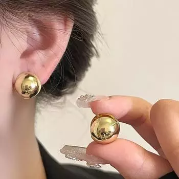 Европейский стиль панк геометрические 18К позолоченные круглые серьги-гвоздики для женщин и девочек аксессуары для вечеринок золотой