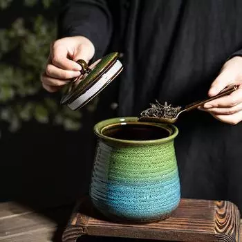 Европейский стиль Печь Герметичный резервуар для хранения Градиент Керамическая декоративная банка Украшения Бытовая Орех Чай Хранение Контейнер Украшения