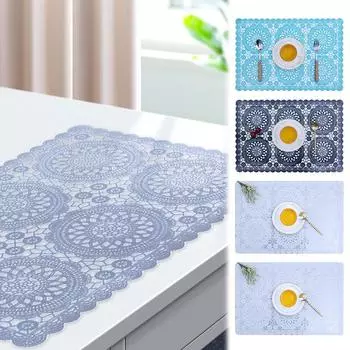 Европейский стиль, против масляных пятен, подставка для столовых приборов в стиле ретро с цветами, изоляционные подушечки из ПВХ, кухонные инструменты 1pc темно-синий