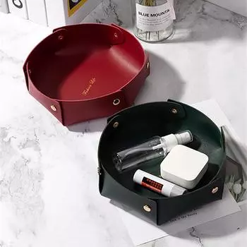 Европейский стиль PU кожаный поднос для хранения на рабочем столе веранда корзина для хранения всякой всячины поддон для хранения косметики дома инструмент для хранения вино красного