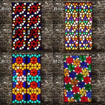 Европейский стиль ретро церковная стеклянная пленка полупрозрачная наклейка на витражное стекло непрозрачная пленка для окон балкона защита от ультрафиолета 30x75cm